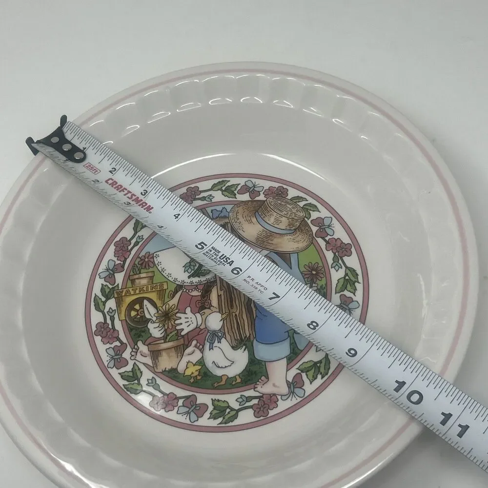 Watkins COUNTRY KIDS Recipe Pie Plate Spring Brunch Ham & Cheese Pie 1989 READ
